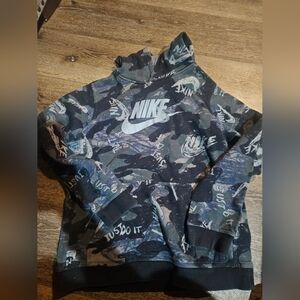 Nike Kids Camo Hoodie - Black, Gray, and Blue